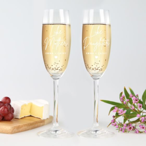 Customised Engraved "like Mother Like Daughter" Mother's Day Champagne  Glasses Present