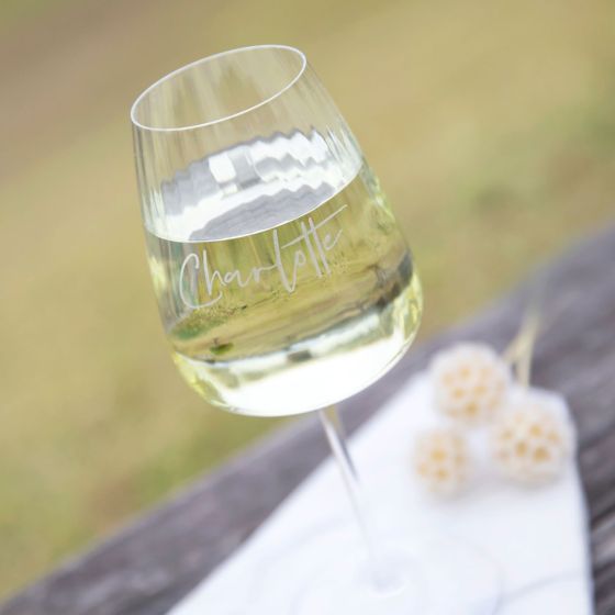 Customised Engraved Name Mother's Day Ribbed Wine Glass