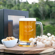 Custom Designed Engraved Monogrammed Valentine's Day Glass Beer Mug PresenT