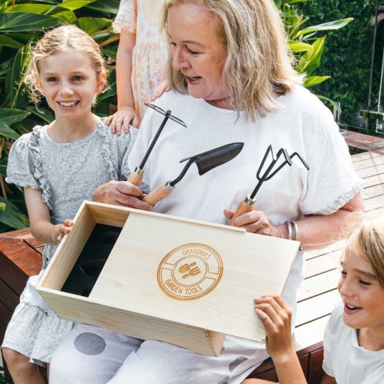 Mother's Day Engraved Wooden Garden Box Kit