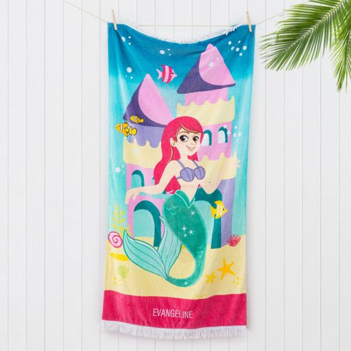 Personalised White Embroidered Mermaid Beach Towel