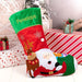 Customised Gold Embroidered Name Santa and Reindeer Stocking