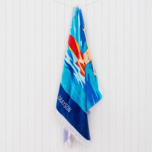 Customised Embroidered Blue Boy Beach Towel
