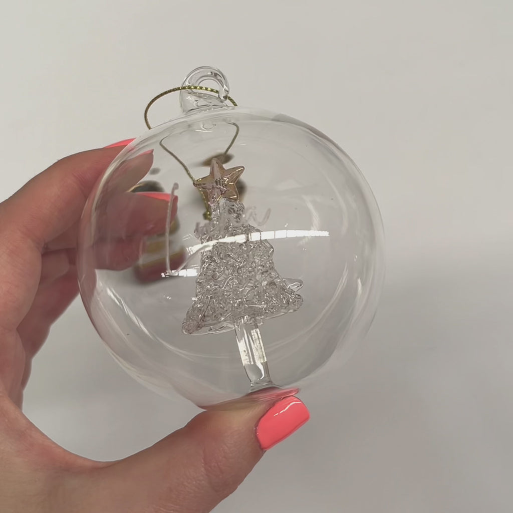 Personalised Christmas Baubles Glass Tree