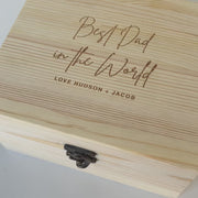 Custom scotch glass and whiskey stones presented in wooden box