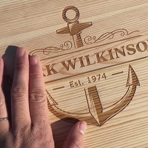 Custom decanter set with sunken ship detail and engraved box for Dad