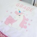 Custom Artwork Printed White PolyCotton Pink Unicorn Child's Pillowcase