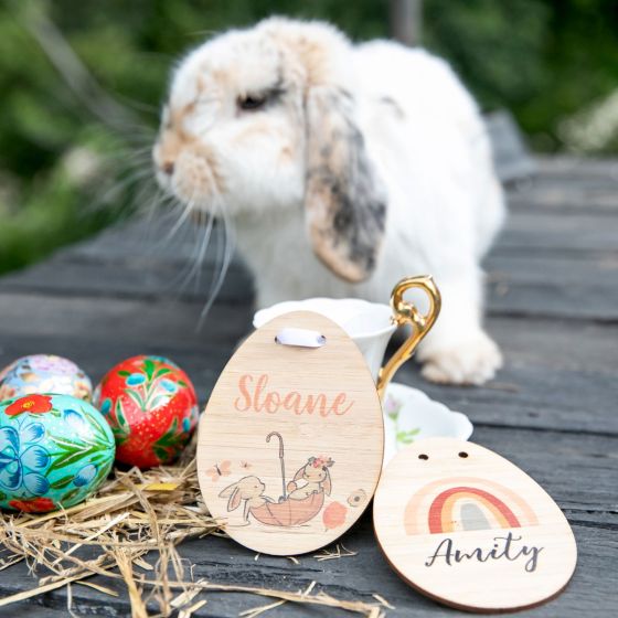 Customised Full Colour Printed Easter Egg Shaped Basket Gift Tags