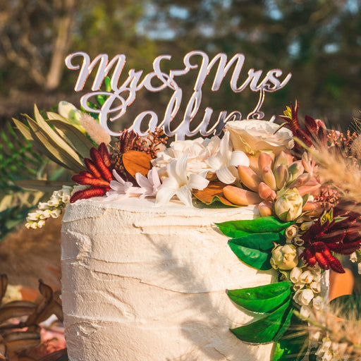 Mr & Mrs Personalised Acrylic Wedding Cake Topper