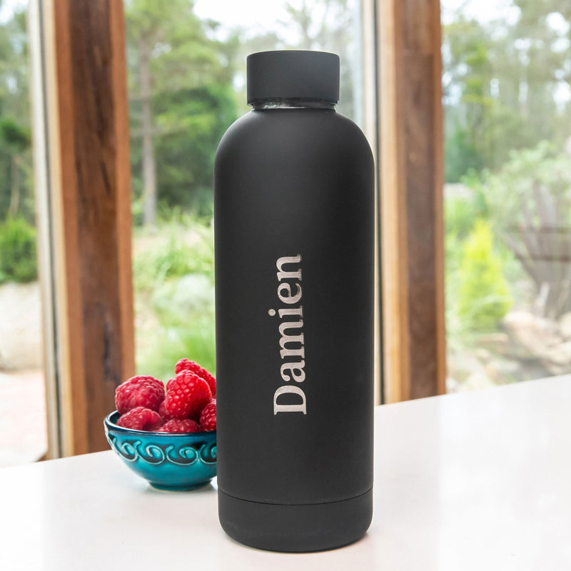 Custom Engraved Name Grey 500ml Stainless Steel Sports Drink Water Bottle