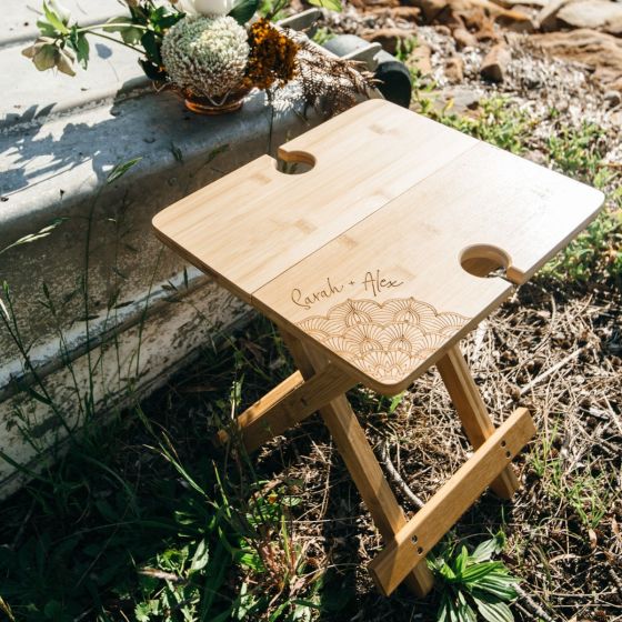 Personalised Engraved Twin Set Wine Glasses for Engraved Picnic Table Set Wedding Bride and Groom Gift