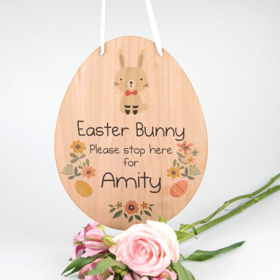 Customised Colour Printed Laser Cut Wooden Easter Egg Hanging Present