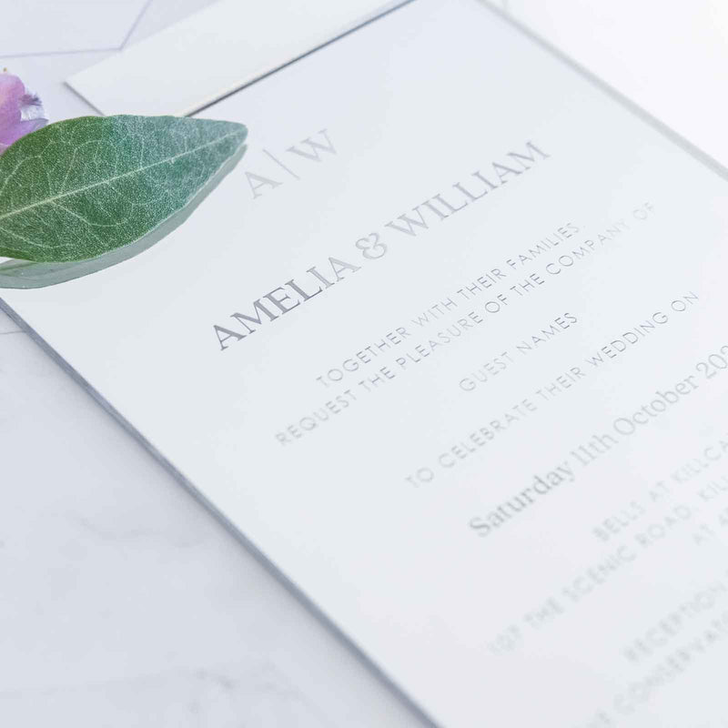 Customised Engraved Mirror Silver Gold Acrylic Wedding Invitations