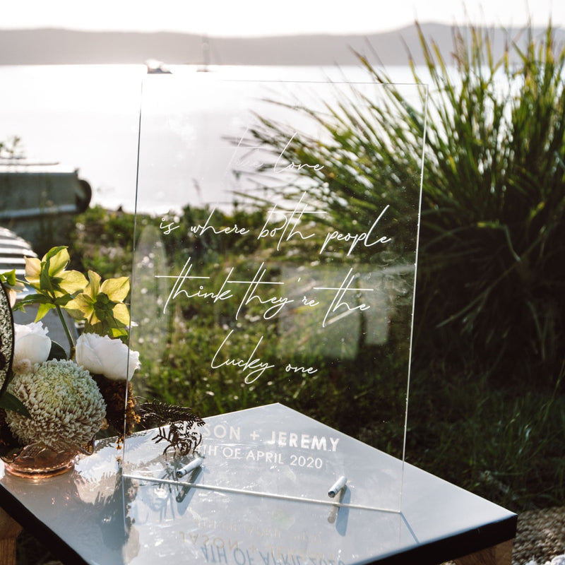 A3 Clear Acrylic Wedding Sign with Metal Stand