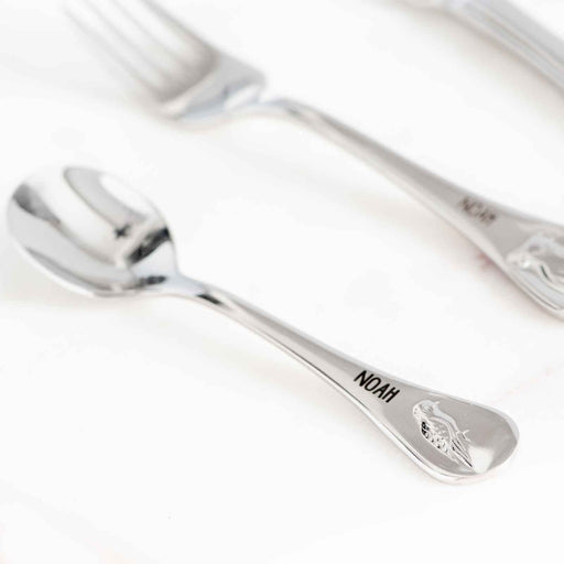 Customised Engraved Name Stainless Steel Kid Cutlery 4 Piece Set Australian Animals