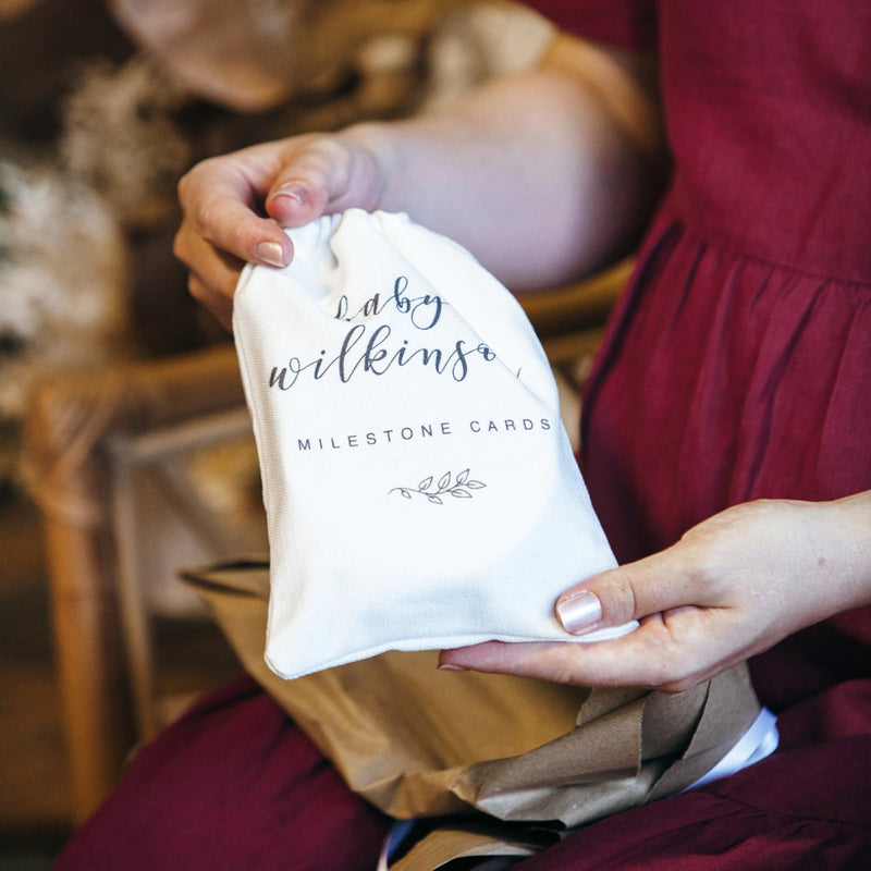 Engraved Wooden Milestone Card Set with Gift Bag