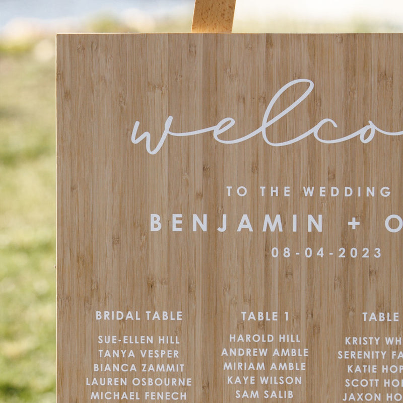 Printed A1 Size Bamboo Welcome Sign / Wedding Seating Chart