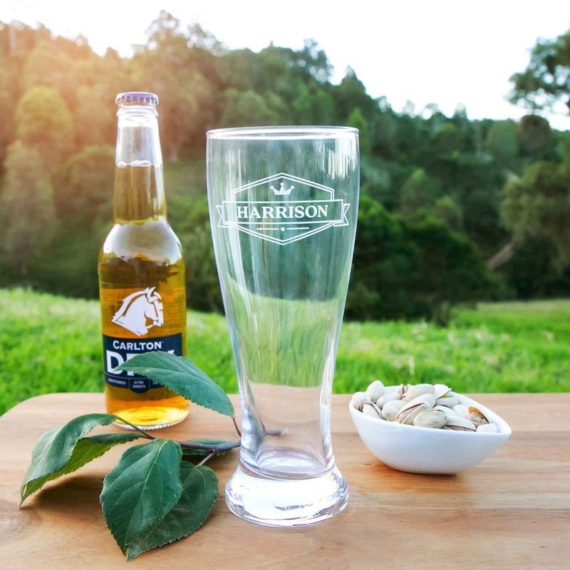 Custom Designed Engraved Barware Schooner glass Present