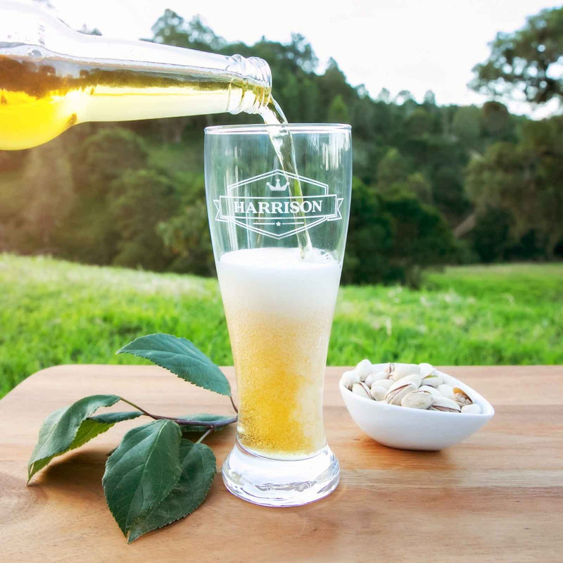 Personalised Engraved Name Barware 425ml Schooner Beer Glass