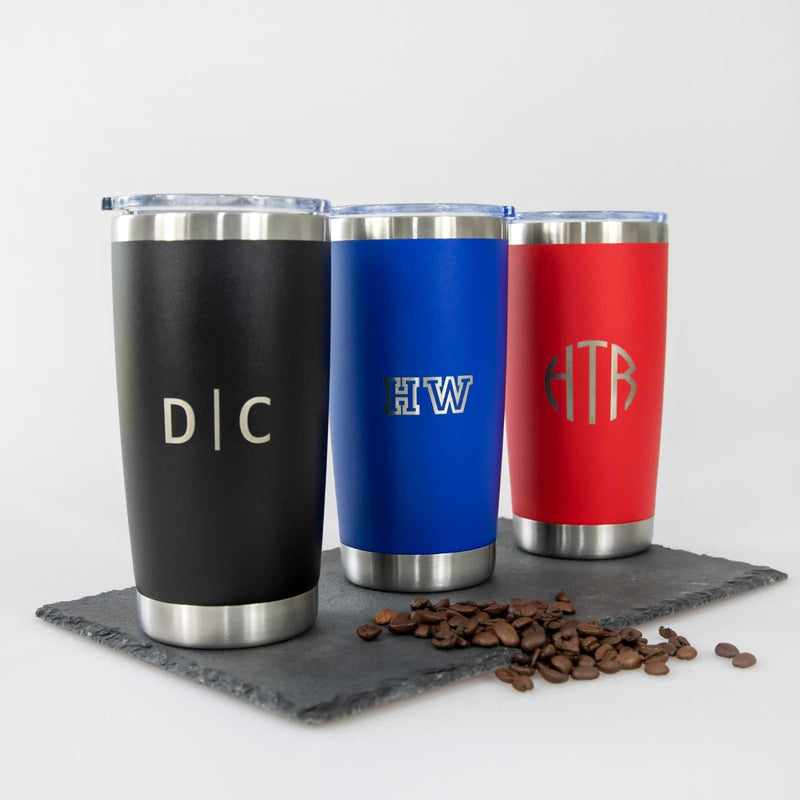Personalised Engraved Birthday Stainless Steel Insulated Black, Red, Blue Travel Mug 590ml