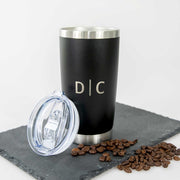 Customised Engraved Birthday Stainless Steel Insulated Black Travel Mug 590ml Present