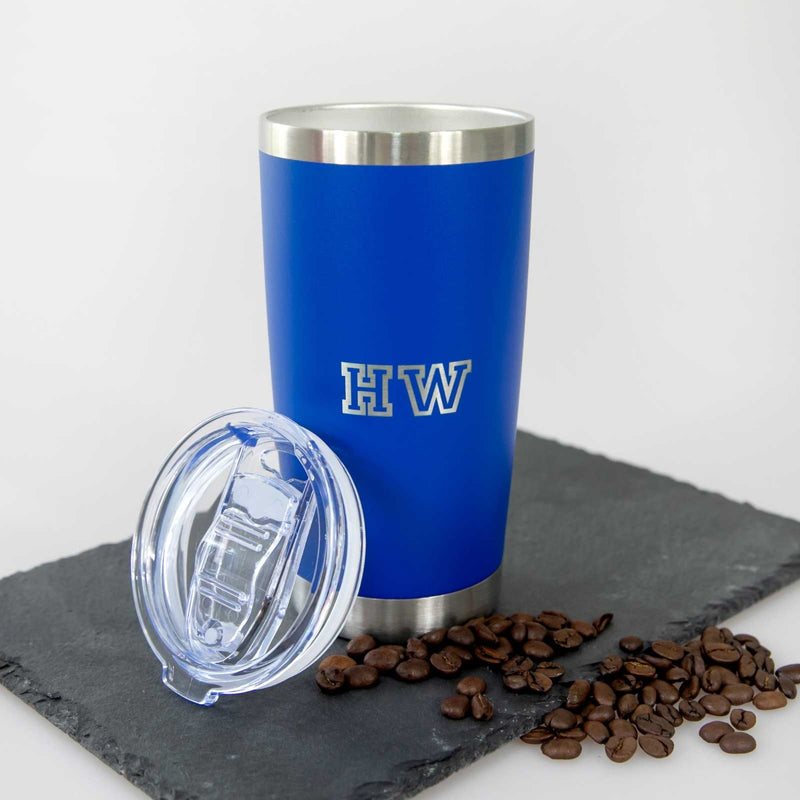 Custom Artwork Engraved Birthday Stainless Steel Insulated Blue Travel Mug 590ml