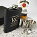 Personalised Engraved  Birthday Black Hip Flask With Silver Shot Glasses and Funnel in Presentation Box