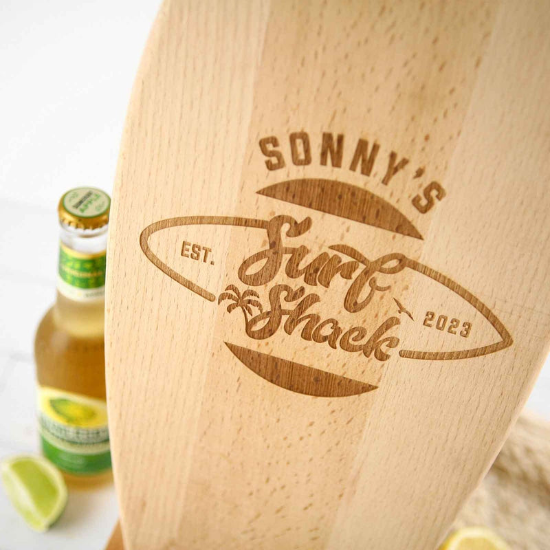 Custom Artwork Engraved Wooden "Surf Shack" Birthday Surfboard Present