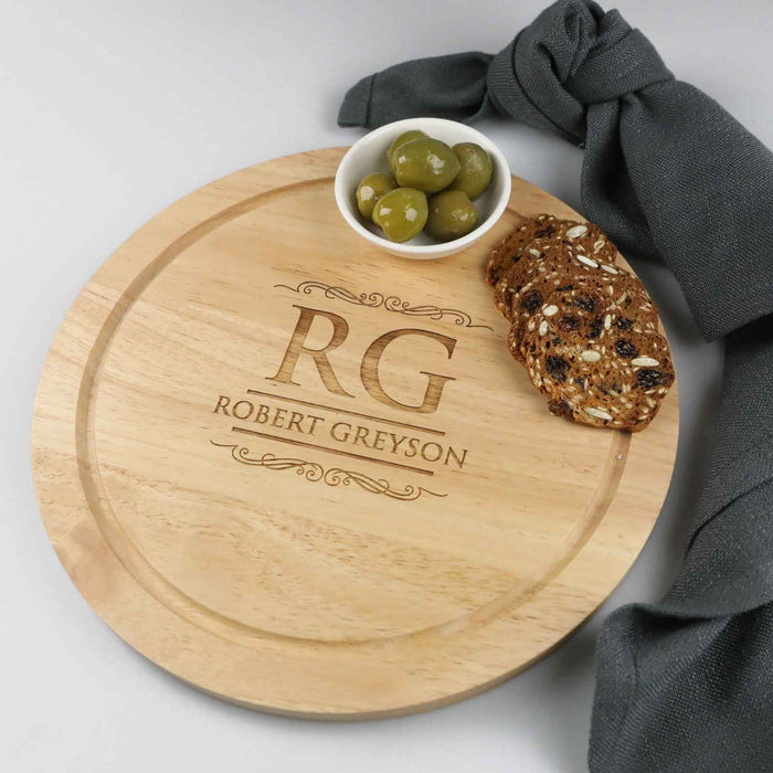 Personalised Engraved Father's Day Engraved Round Cheese Chopping BBQ Board Present