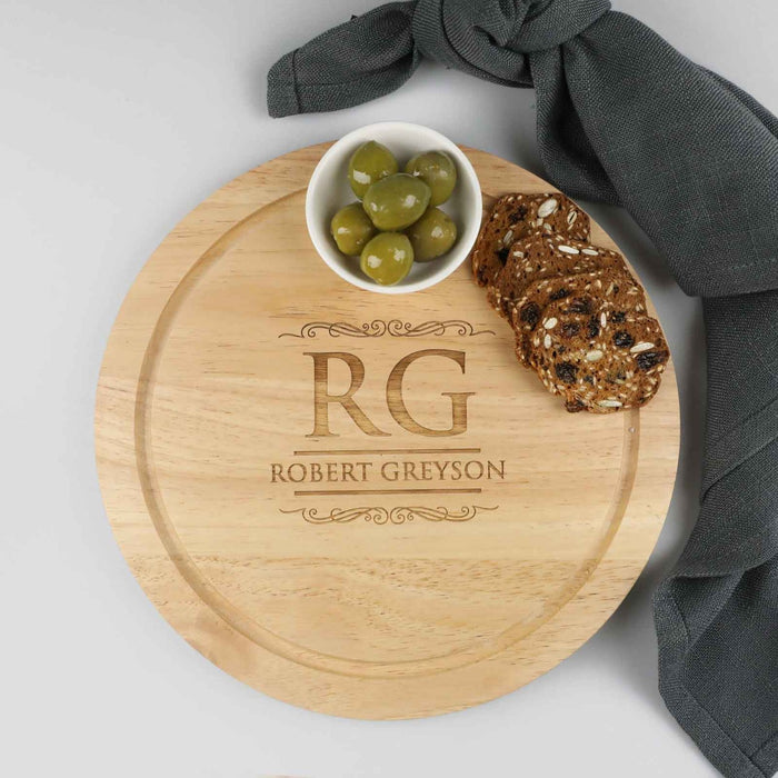 Personalised Engraved Father's Day "Dad's Name" Round Cheese Chopping BBQ Board Gift