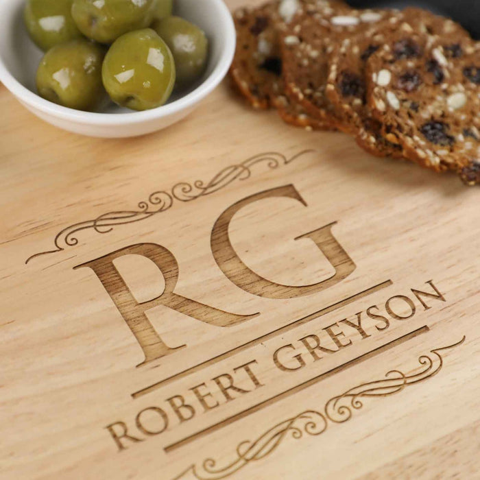 Customised Engraved Father's Day Round Cutting BBQ Board Present