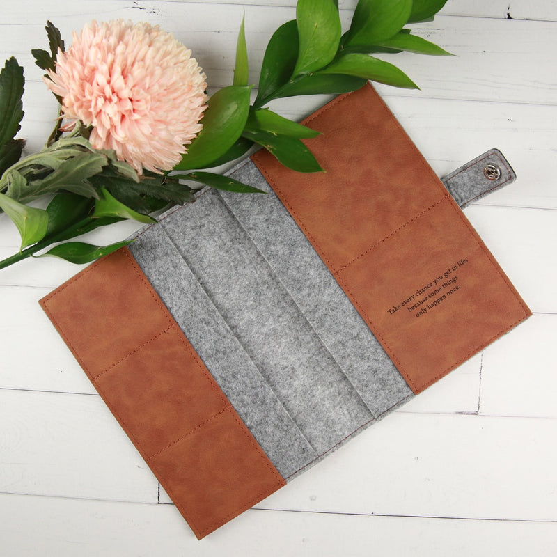 Customised Message Engraved Tan Leatherette Birthday Passport Holder Gift