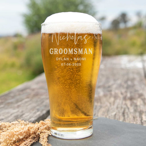 Personalised Engraved Name Wedding Schooner Beer Mug Groomsman Gift