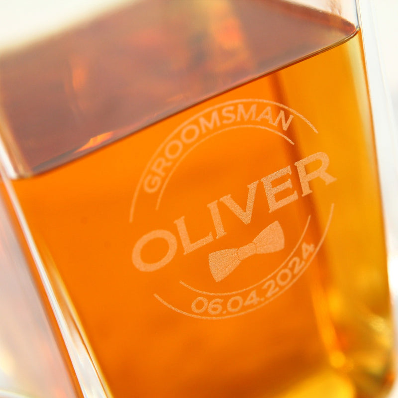 Custom Engraved Groomsman Premium European Square Decanter
