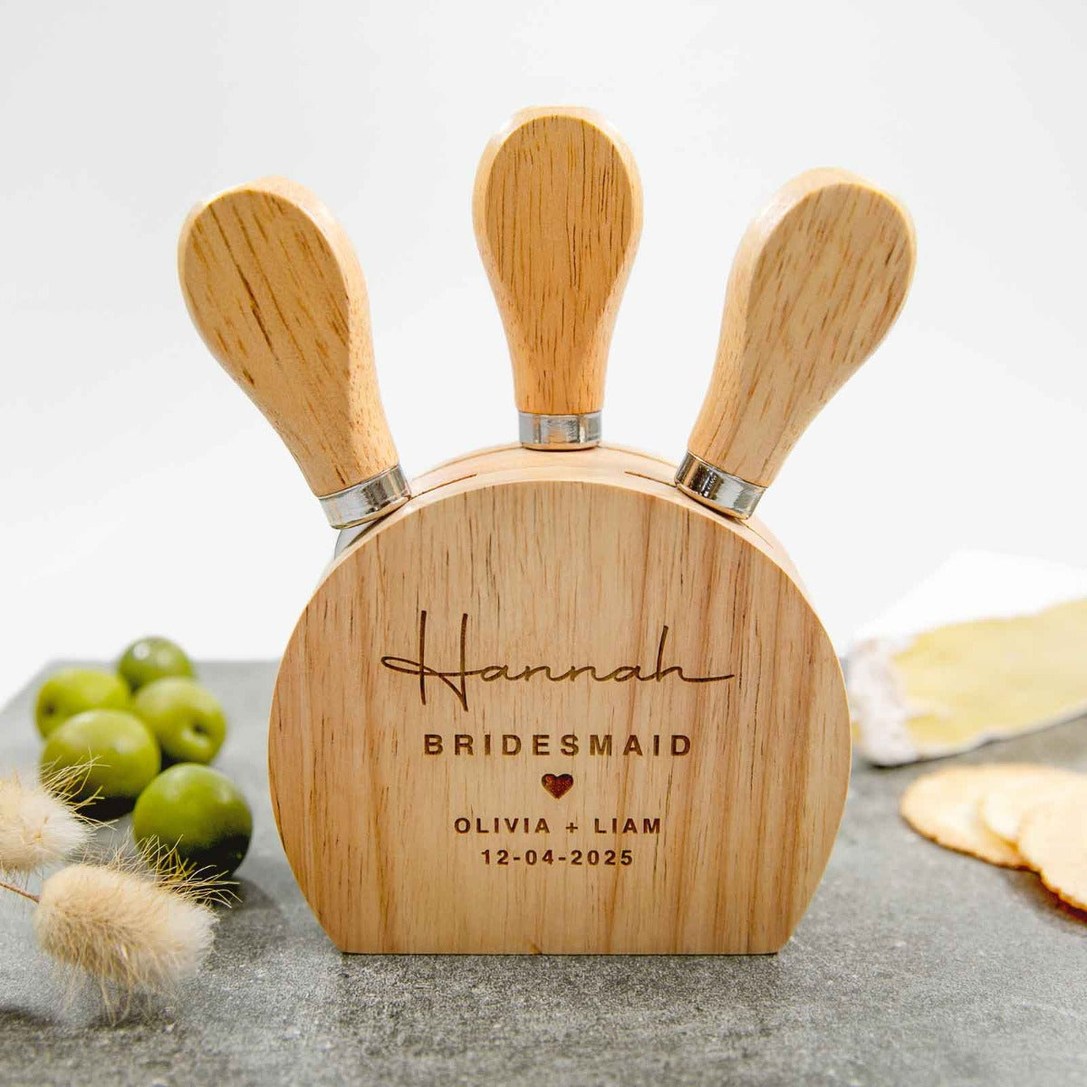 Engraved 3 Piece Cheese Knife Set Wedding Personalised Favours