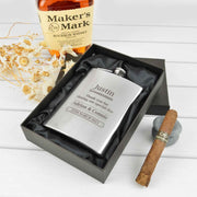 Customised Engraved Groomsman Wedding Hip Flask Silk Lined Gift Boxed