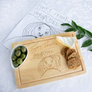 Customised Rectangle Wooden Cheese Board Engraved With Your Child’s Drawing mother's Day Present