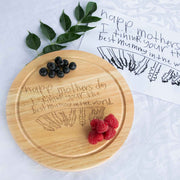 Personalised Engraved Wooden Round Chopping Board With Child's Artwork Engraved Mother's Day Gift