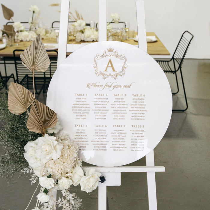 Personalised Engraved 60cm Round Acrylic Christening Baptism Welcome Seating Sign