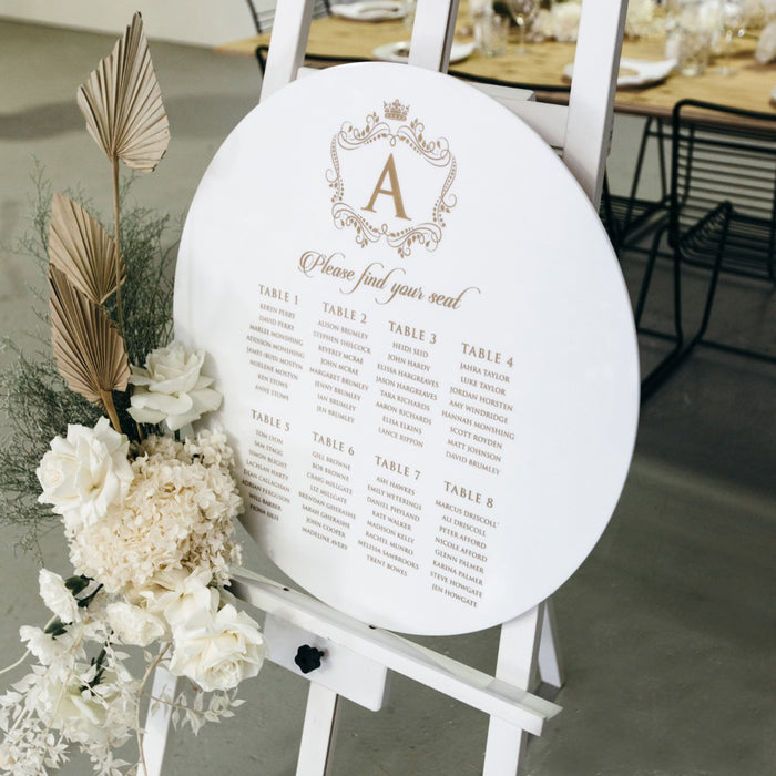 60cm Round Acrylic Christening Baptism Welcome Seating Sign