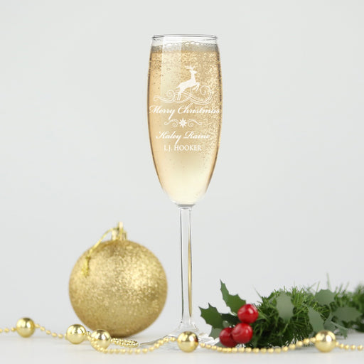 Personalised Engraved Corporate Christmas Champagne Glass Client Gift