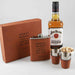 Personalised Engraved Tan Leatherette Hip flask, shot glasses and gift Box Christmas Gift