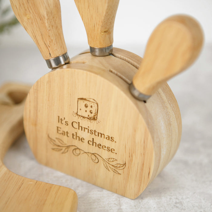 Customised Engraved Christmas Cheese Knife Set Present