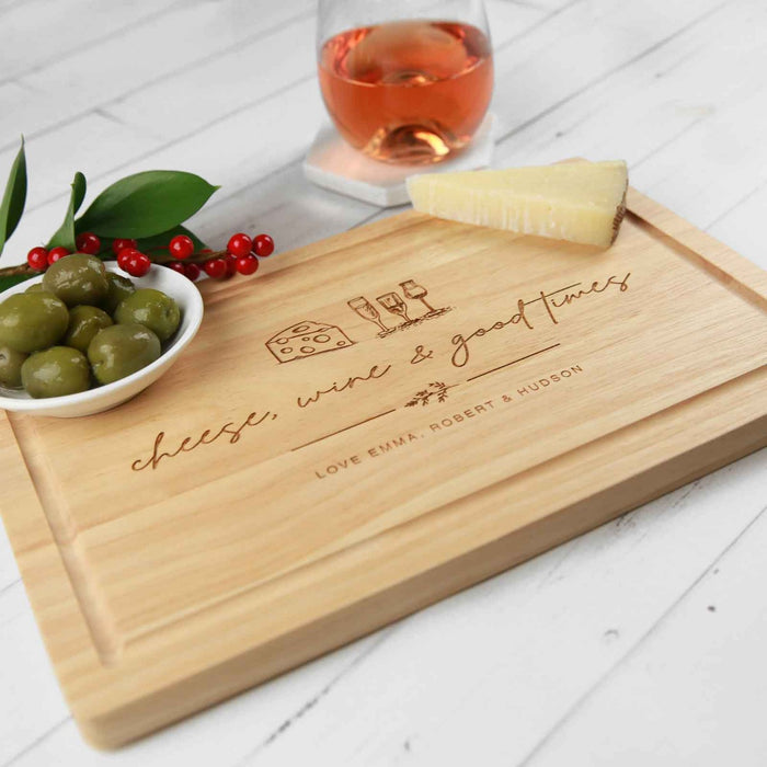 Personalised Engraved Rectangle Wooden Chopping Cheese Serving Board Christmas Secret Santa Gift