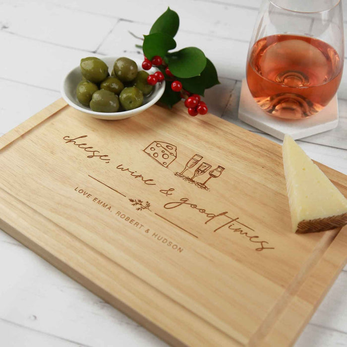 Custom Designed Engraved Christmas  Wooden Rectangle Chopping Cheese Serving Board Present