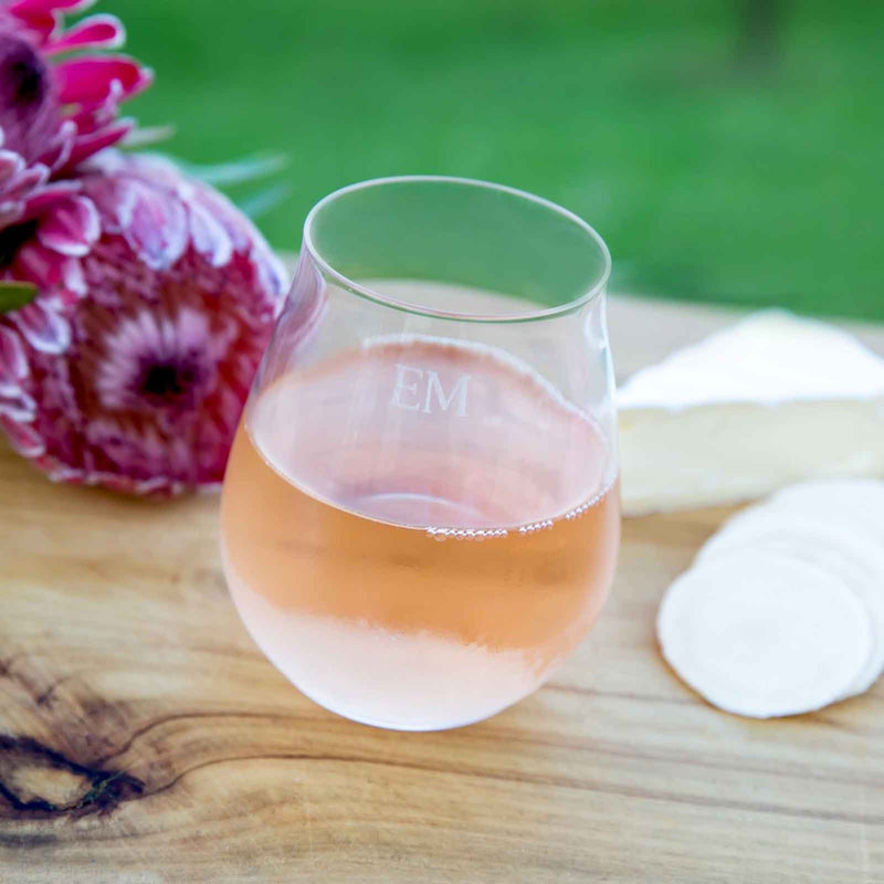 Custom Designed Laser Engraved Monogrammed 430ml Stemless Wine Glass Christmas Present