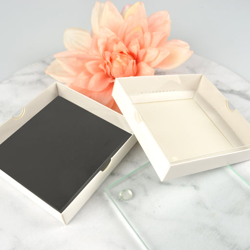 10 Pack Square Clear Lid & White Base Bomboniere Boxes - 10cm Wedding Favor Boxes