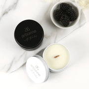 Custom Artwork Engraved Company Wood Wick Black or White Soy Candle Tin Corporate or Client Promotional Gift