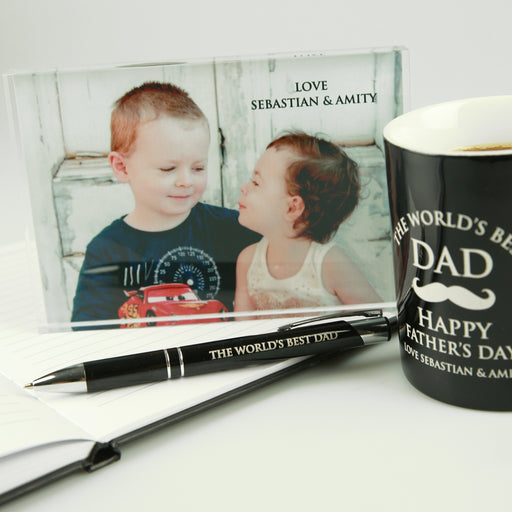 Personalised Engraved Corporate Dad Hamper- Coffee Mug, Acrylic photo frame and pen