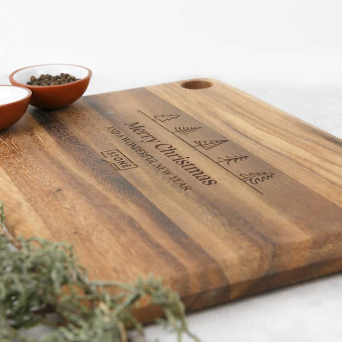 Christmas Corporate Engraved Rectangle Acacia Serving Board